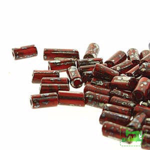 Seedbead Tubes - 8mm X 4mm - Red with Dark Travertine Finish - BeadSmith - Craft de Ville