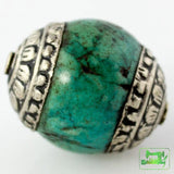 Thai Silver - Capped Green Turquoise Bead - Perfectly Reasonable Tours - Craft de Ville