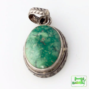 Thai Silver - Large Oval Turquoise Pendant - Perfectly Reasonable Tours - Craft de Ville