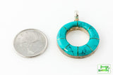 Thai Silver - Turquoise and Silver Donut Pendant - Perfectly Reasonable Tours - Craft de Ville