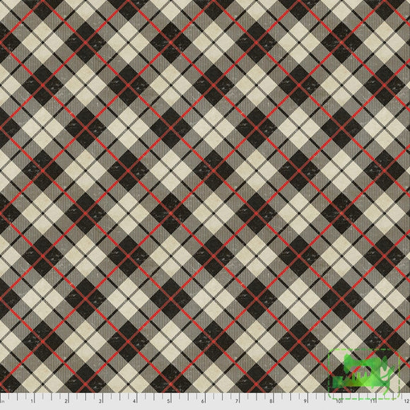 Tim Holtz - Christmastime Holiday Plaid In Neutral Fabric