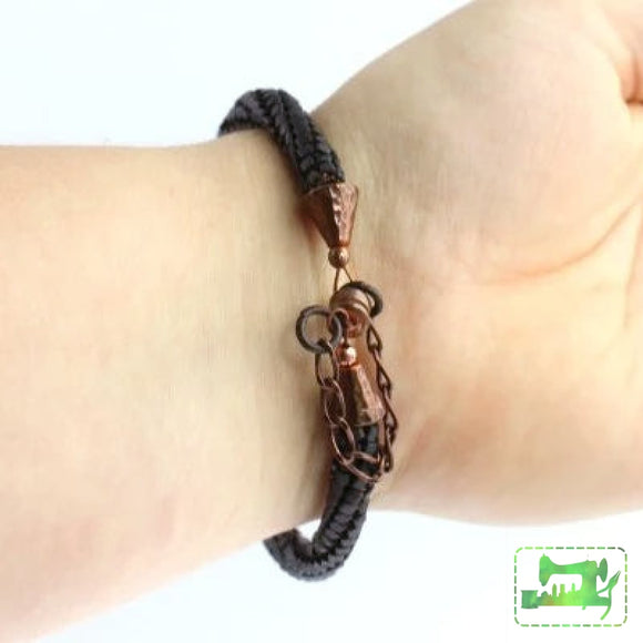 Tubular Herringbone bracelet - Matte olive with antiqued copper clasp - Craft De Ville - Craft de Ville