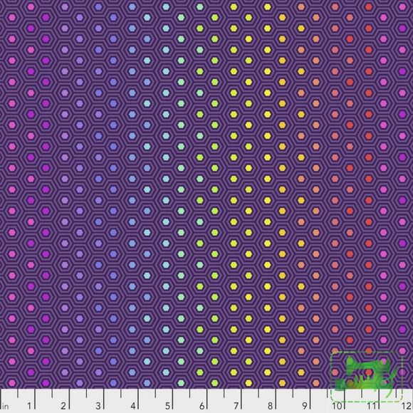 Tula Pink - True Colors Rainbow Hexy In Starling Fabric