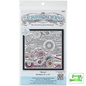 Zenbroidery Stamped Embroidery Kit - Waves Kits